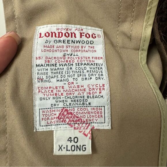 London Fog Trench Coat Size 40 X-Long - Picture 5 of 6